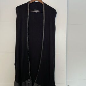Charlie Paige 100% Viscose Black Vest with Leather Outline Small/Medium
